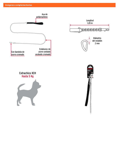 Cadena de paseo para perro 2 mm