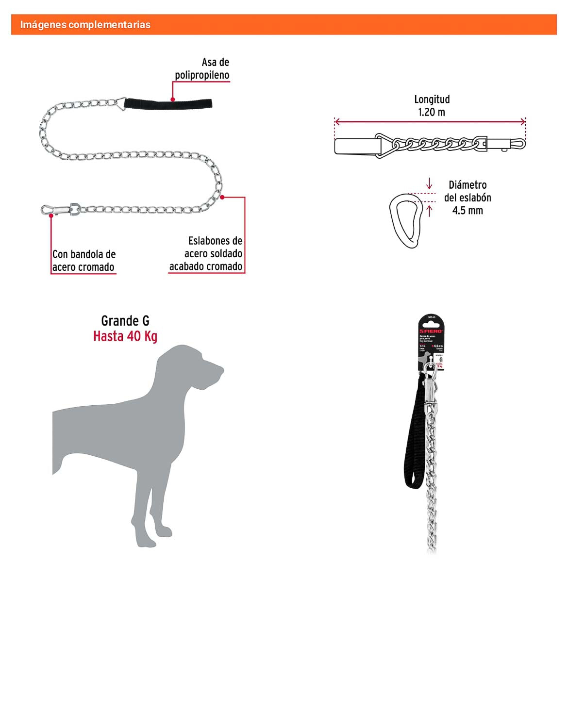 Cadena Paseo Perro Talla Grande