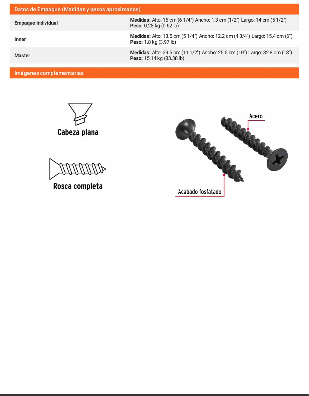 100 Tornillos Multiusos 10 x 1-1/2 pulg