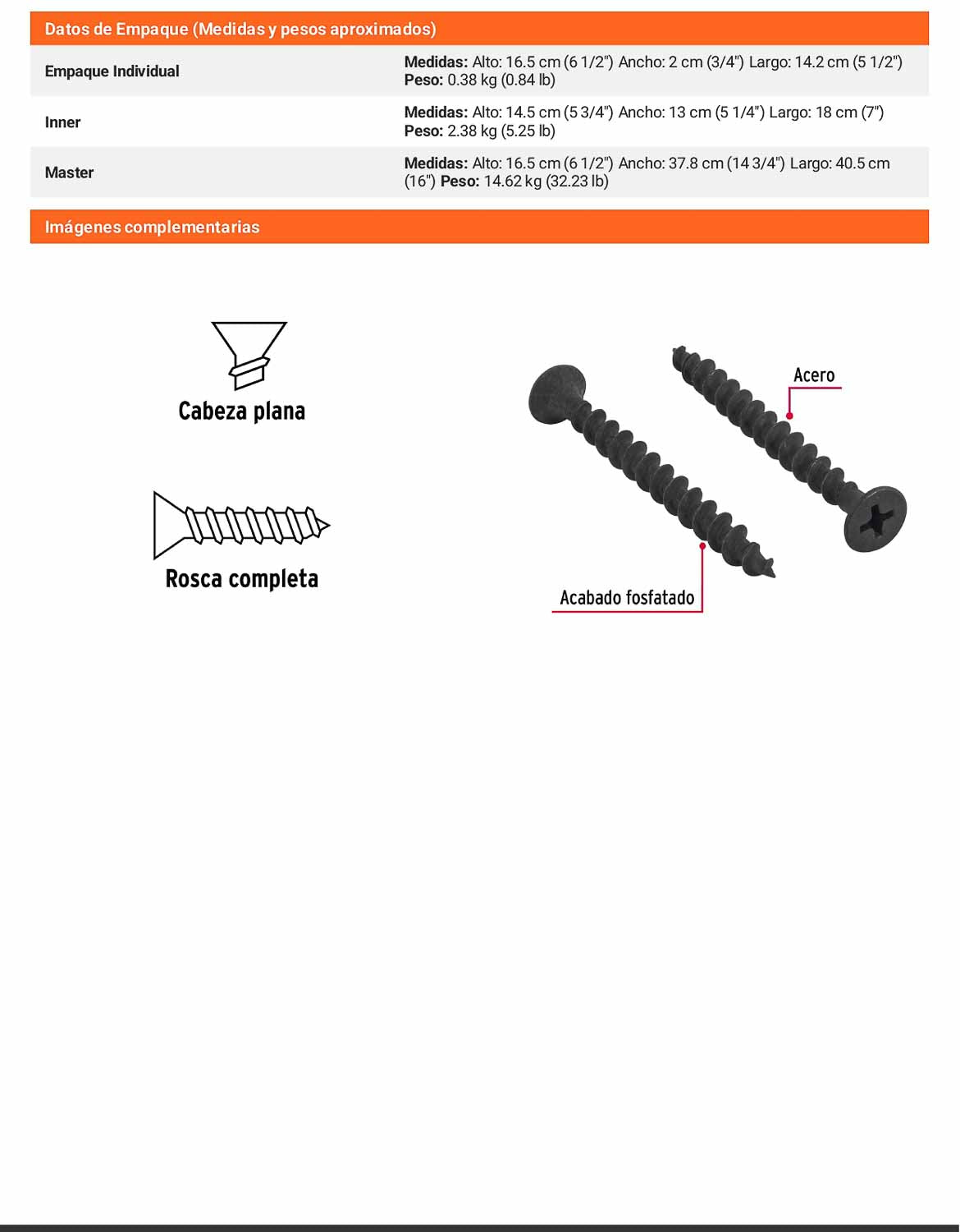 100 Tornillos Multiusos 10 x 2 pulg