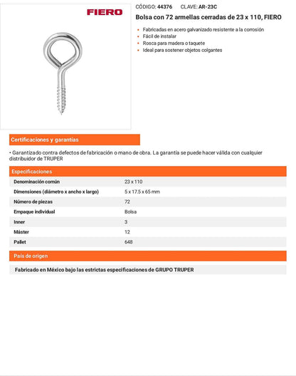 72 Armellas Cerradas 23 x 110
