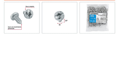 Tornillo gypsum para lamina 8 x 3/8 pulg