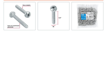 Tornillo gypsum para lamina 8 x 1-1/4 pulg
