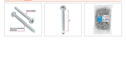 Tornillo gypsum para lamina 8 x 2 pulg