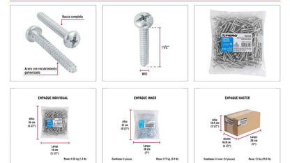 Tornillo gypsum para lamina 10 x 1-1/2 pulg
