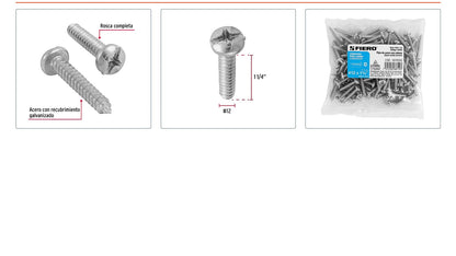 Tornillo gypsum para lamina 12 x 1-1/4 pulg