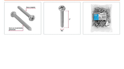 Tornillo gypsum para lamina 12 x 2 pulg