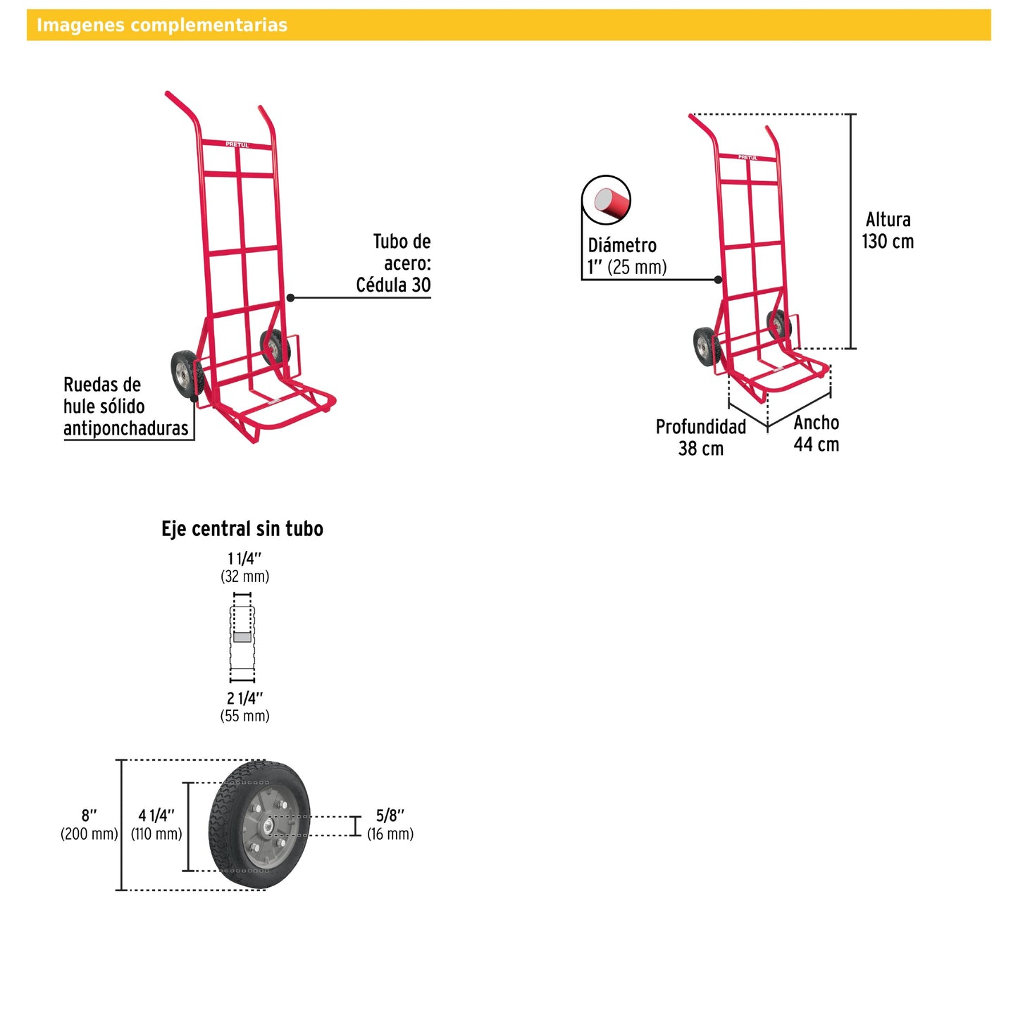 Diablo de carga de 300 kg ruedas sólidas doble balero
