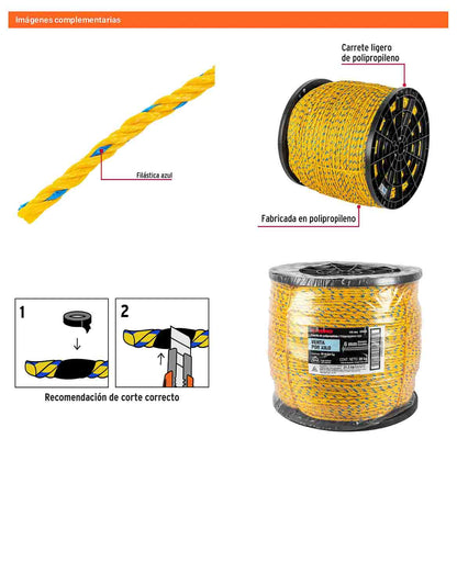 Cuerda Polipropileno 6mm Carrete 20kg