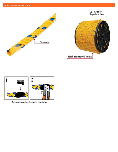 Cuerda Polipropileno 8mm Carrete 20kg