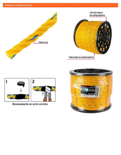 Cuerda Polipropileno 16mm Carrete 30kg