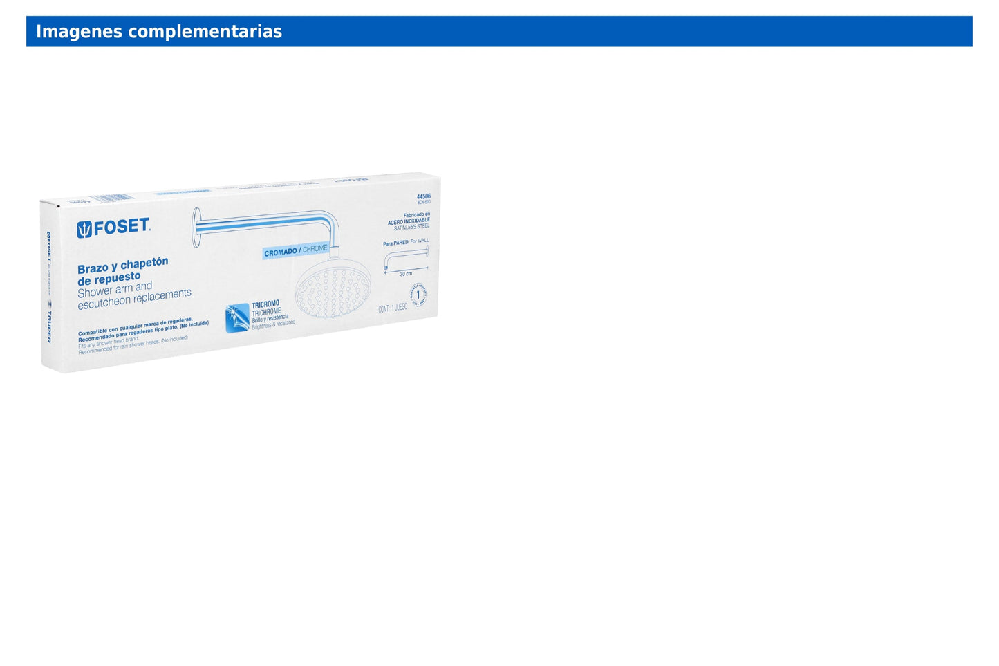 Brazo recto de 30 cm con chapetón para regadera