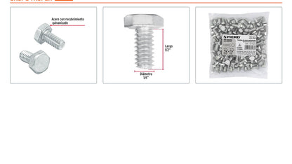 Tornillos tipo maquina 1/4 x 1/2