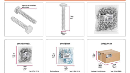 Tornillos tipo maquina 1/4 x 1-1/2