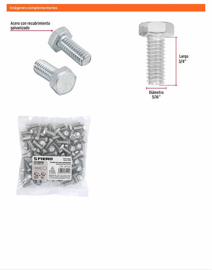 Tornillos tipo maquina 5/16 x 3/4