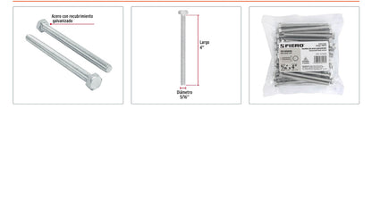 Tornillos tipo maquina 5/16 x 4