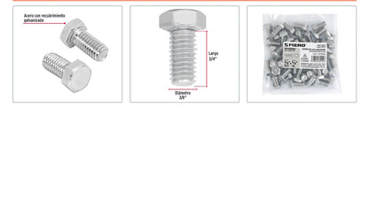 Tornillos tipo maquina 3/8 x 3/4