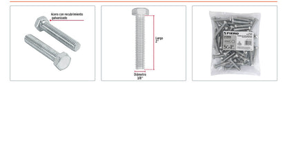 Tornillos tipo maquina 3/8 x 2