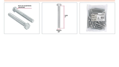 Tornillos tipo maquina 3/8 x 3