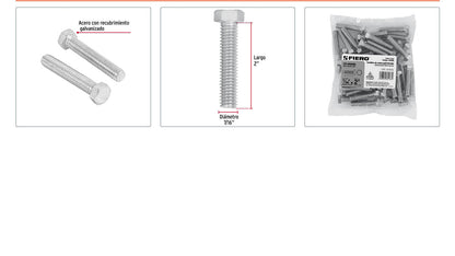 Tornillos tipo maquina 7/16 x 2