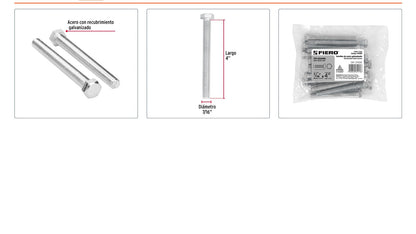 Tornillos tipo maquina 7/16 x 4