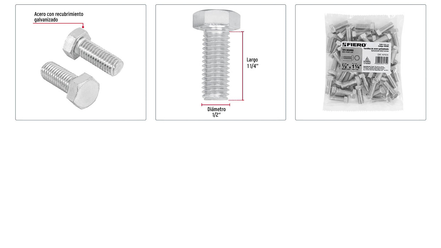 Tornillos tipo maquina 1/2 x 1-1/4