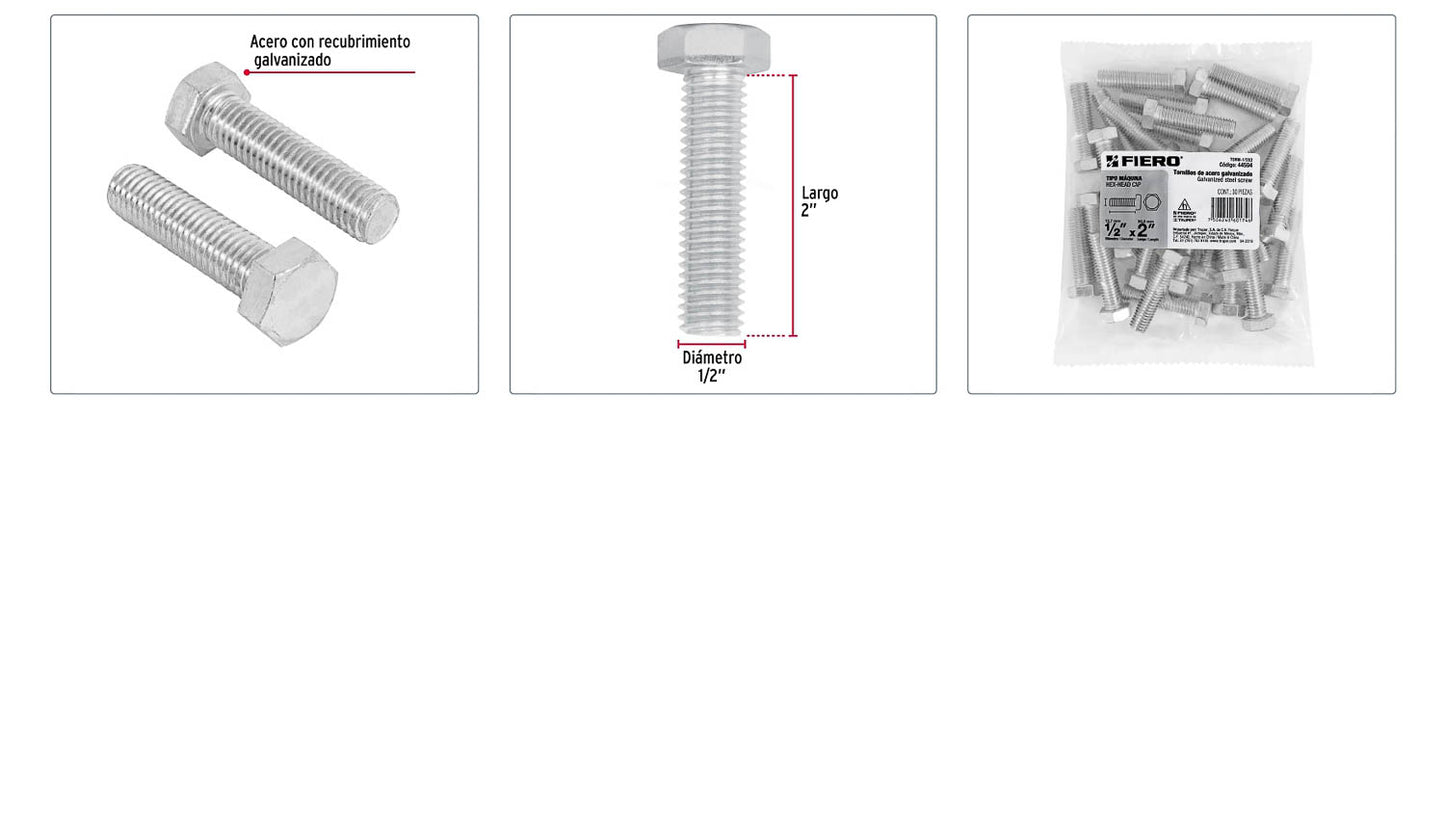 Tornillos tipo maquina 1/2 x 2