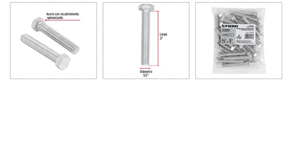 Tornillos tipo maquina 1/2 x 3