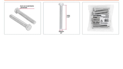 Tornillos tipo maquina 1/2 x 3-1/2