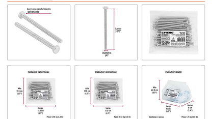 Tornillos tipo maquina 1/4 x 3-1/2