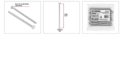 Tornillos tipo maquina 1/4 x 4-1/2