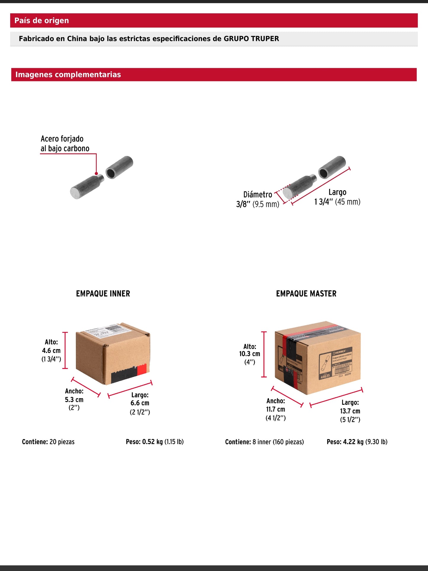 Bisagra tubular soldable de tres octavos de pulgada