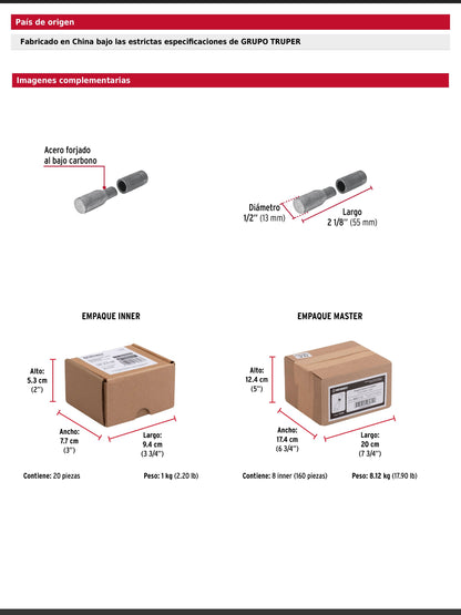 Bisagra tubular soldable de media pulgada