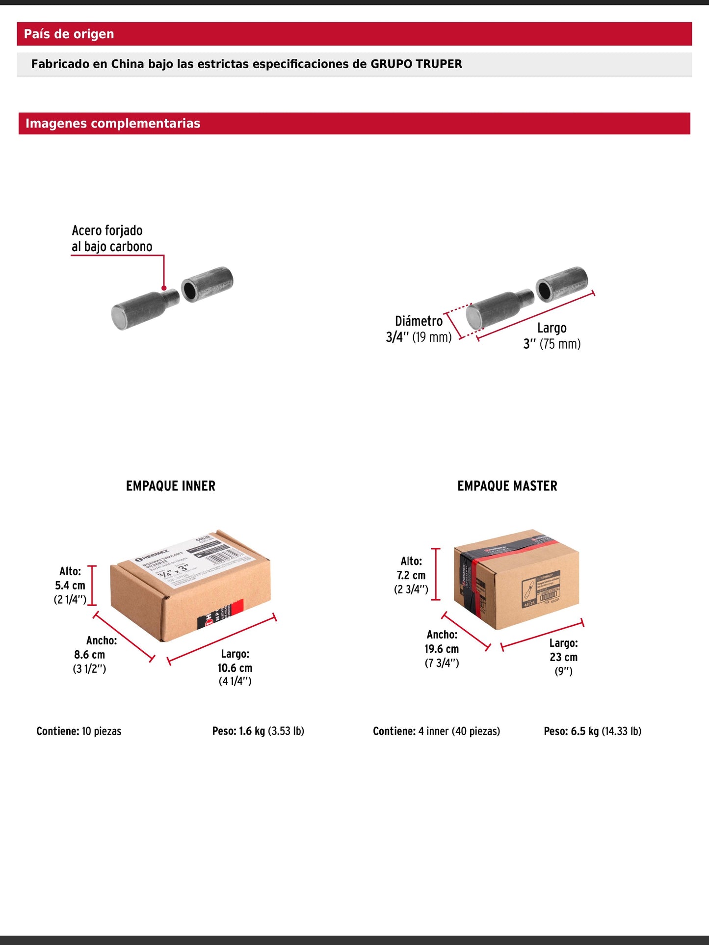 Bisagra tubular soldable de tres cuartos de pulgada