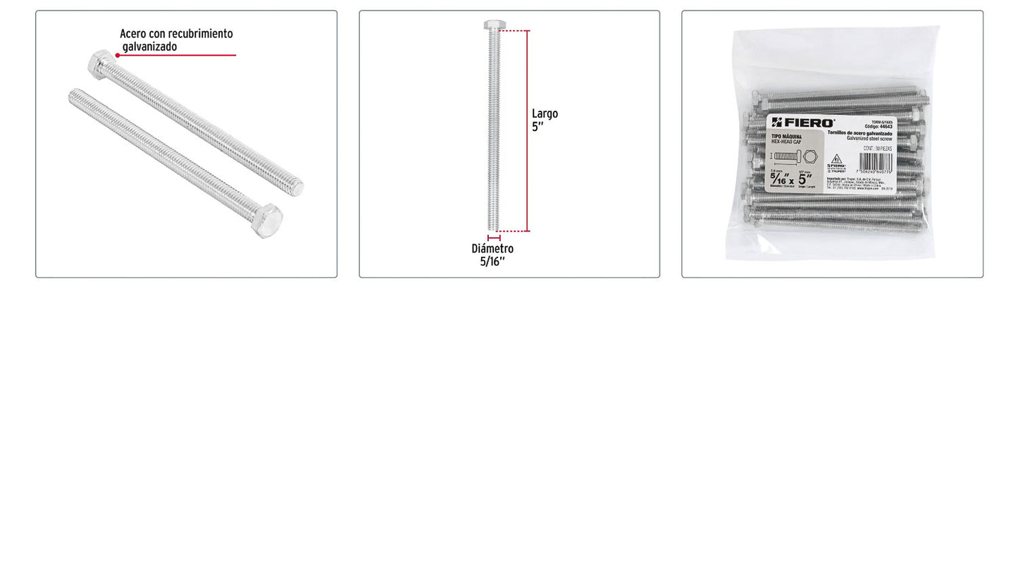 Tornillos tipo maquina 5/16 x 5