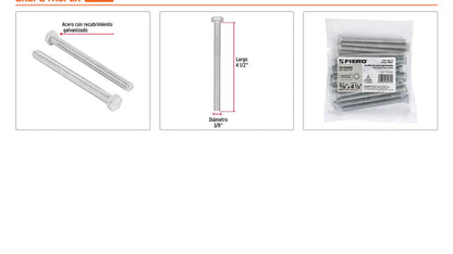 Tornillos tipo maquina 3/8 x 4-1/2