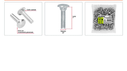 Tornillo coche galvanizado 1/4 x 1 pulg
