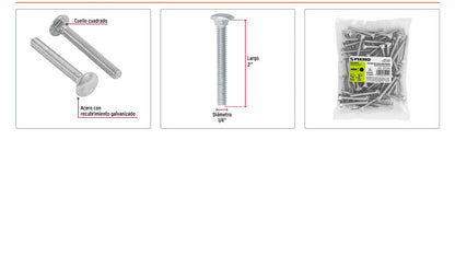 Tornillo coche galvanizado 1/4 x 2 pulg