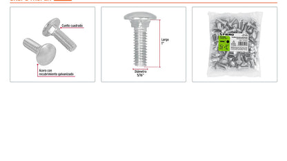 Tornillo coche galvanizado 5/16 x 1 pulg