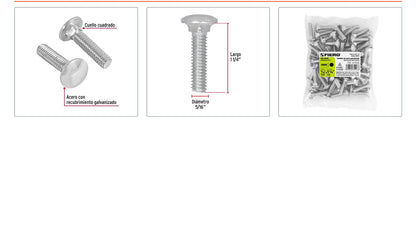 Tornillo coche galvanizado 5/16 x 1-1/4 pulg