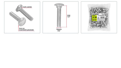 Tornillo coche galvanizado 5/16 x 1-1/2 pulg