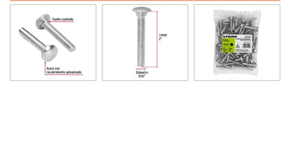 Tornillo coche galvanizado 5/16 x 2 pulg