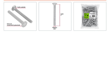 Tornillo coche galvanizado 5/16 x 3 pulg