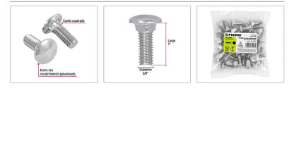 Tornillo coche galvanizado 3/8 x 1 pulg