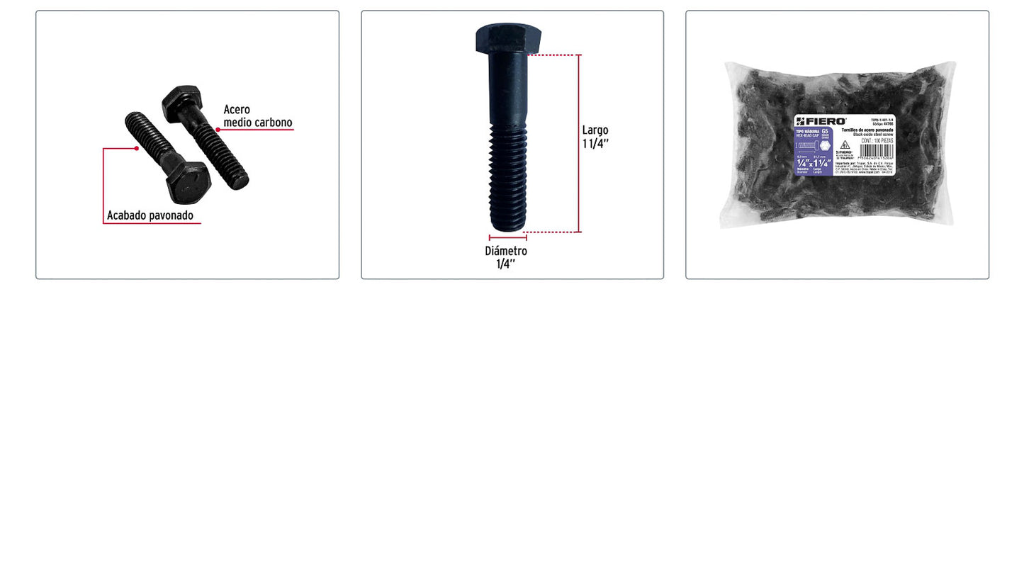 Tornillos grado 5 1/4 x 1-1/4