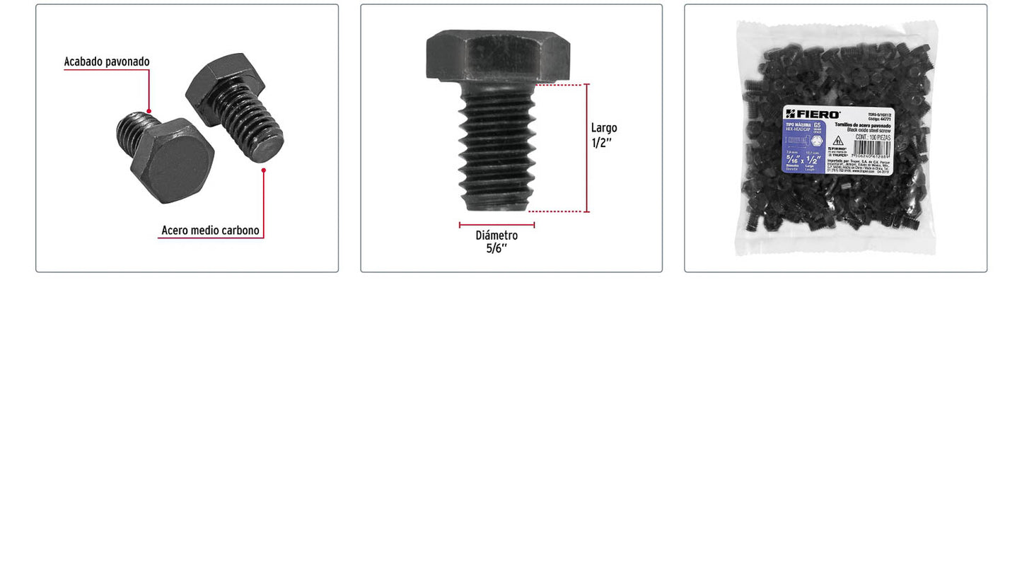 Tornillos grado 5 5/16 x 1/2