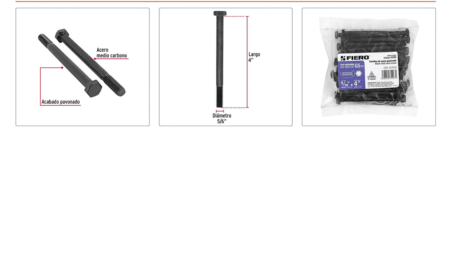 Tornillos grado 5 5/16 x 4