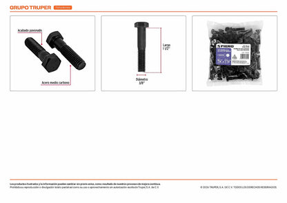 Tornillos grado 5 3/8 x 1-1/2