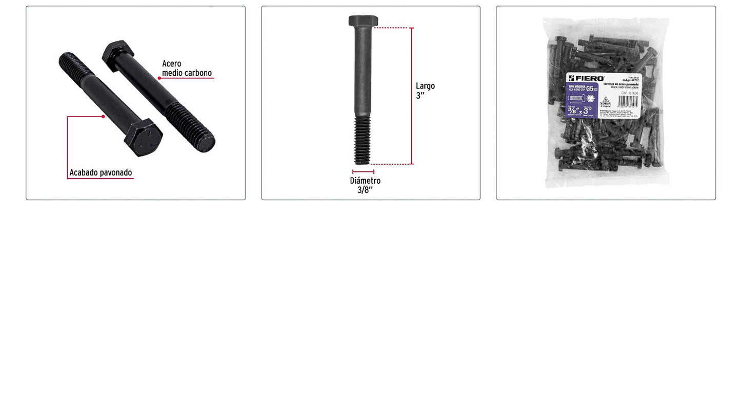 Tornillos grado 5 3/8 x 3
