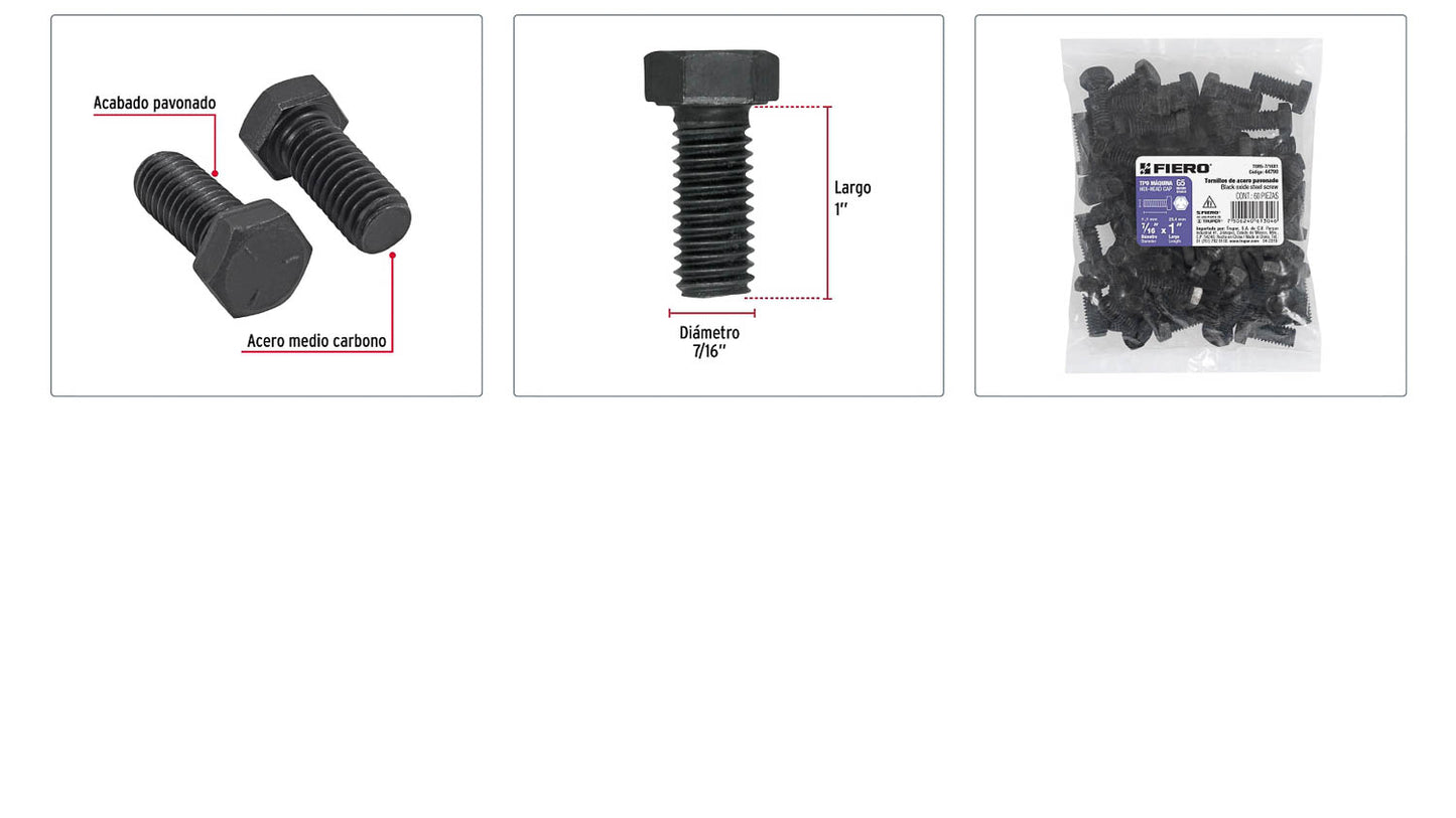 Tornillos grado 5 7/16 x 1
